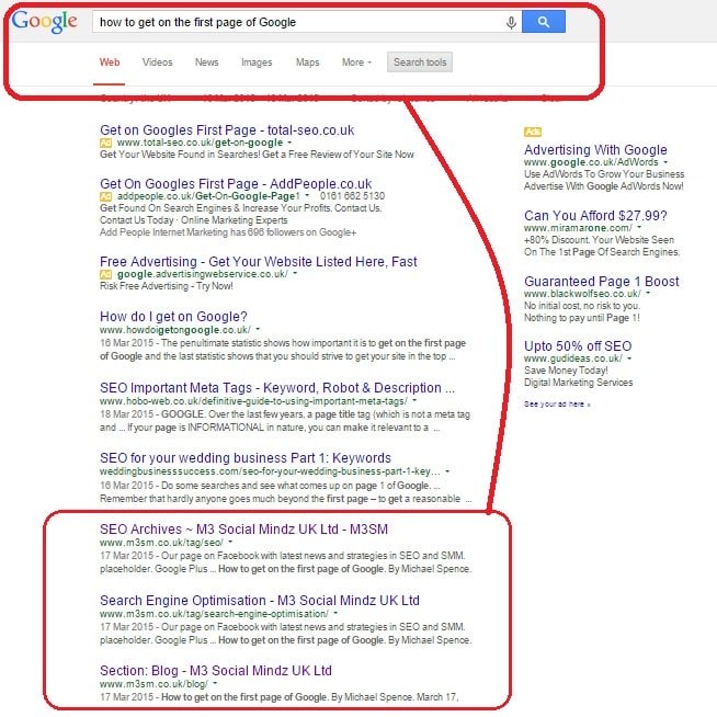 first page of google