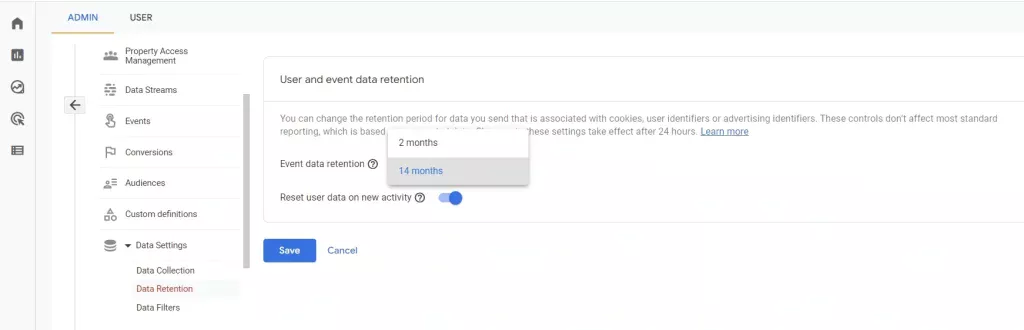 Data Retention on GA4
